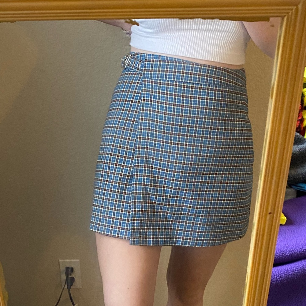 Brandy Melville Adjustable Plaid Miniskirt